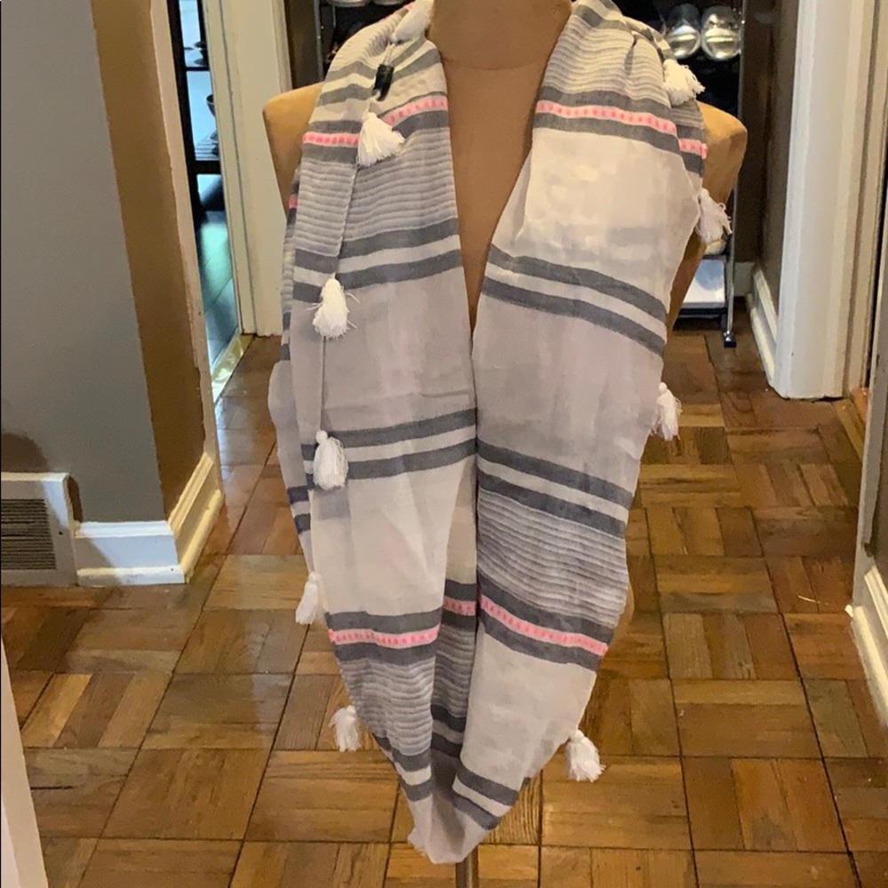 Stella & dot pink & navy stripe infinity scarf